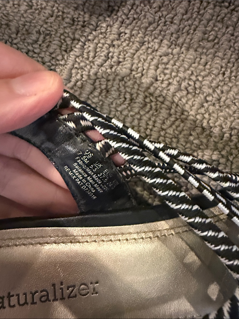 Naturalizer Black & White Braided Slingback Sandals - Picture 3 of 3